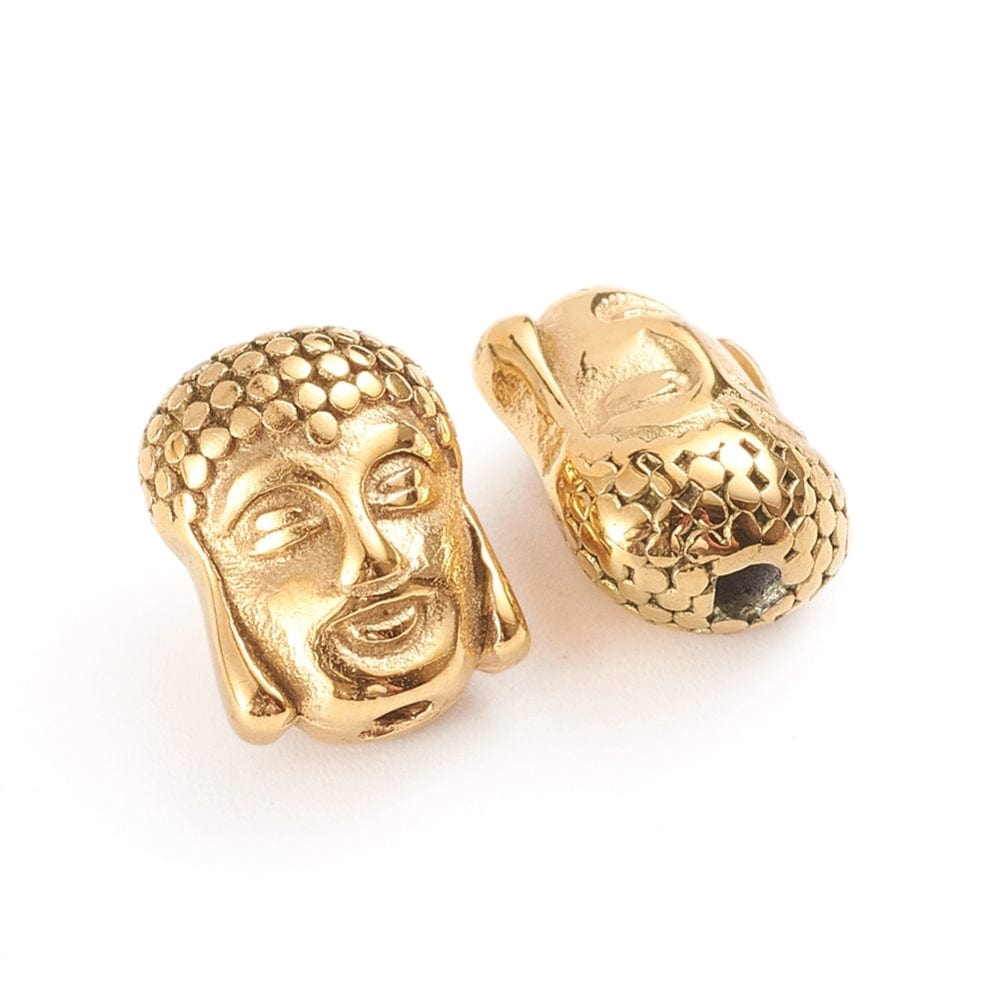 Tibetansk Buddha Hoved – Forgyldt Stål (11x9x7mm) - Uniq Perler - 0000014768