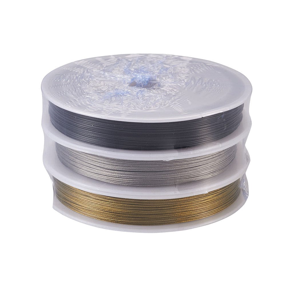 Tiger Tail Wire - 3 Farver, Nylon Coated Stål, (0,45mm, 165m) - Uniq Perler - 113989