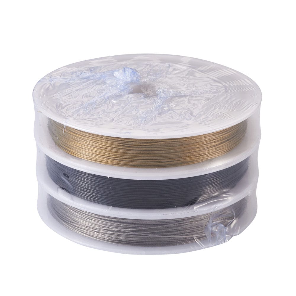 Tiger Tail Wire Sæt - 0.38mm Nylon Coated (3 Farver, 180m) - Uniq Perler - 1111490027