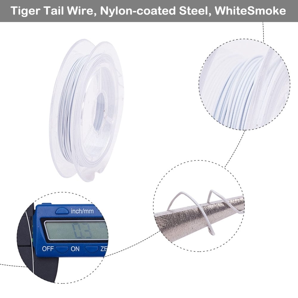 Tiger Tail Wire - White Smoke, Nylon Coated Stål (0,38mm, 10m) - Uniq Perler - 1111490029