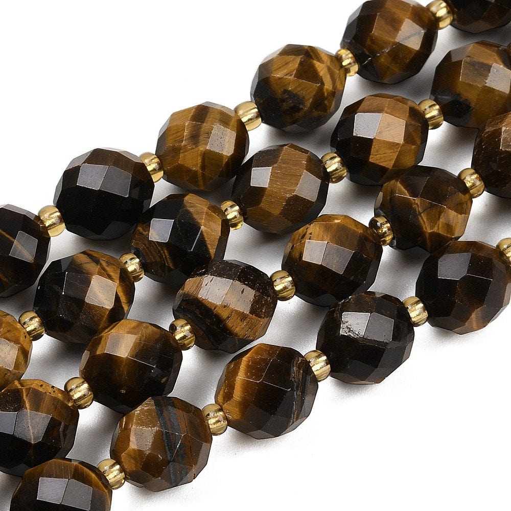 Tigerøje Perler – Facetteret Oval (9x10mm) - Uniq Perler - 399284