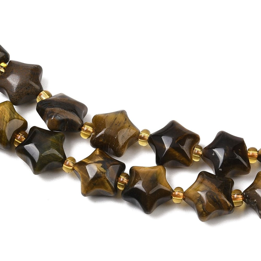 Tigerøje Perler – Stjerneformede (10x9x6mm) - Uniq Perler -