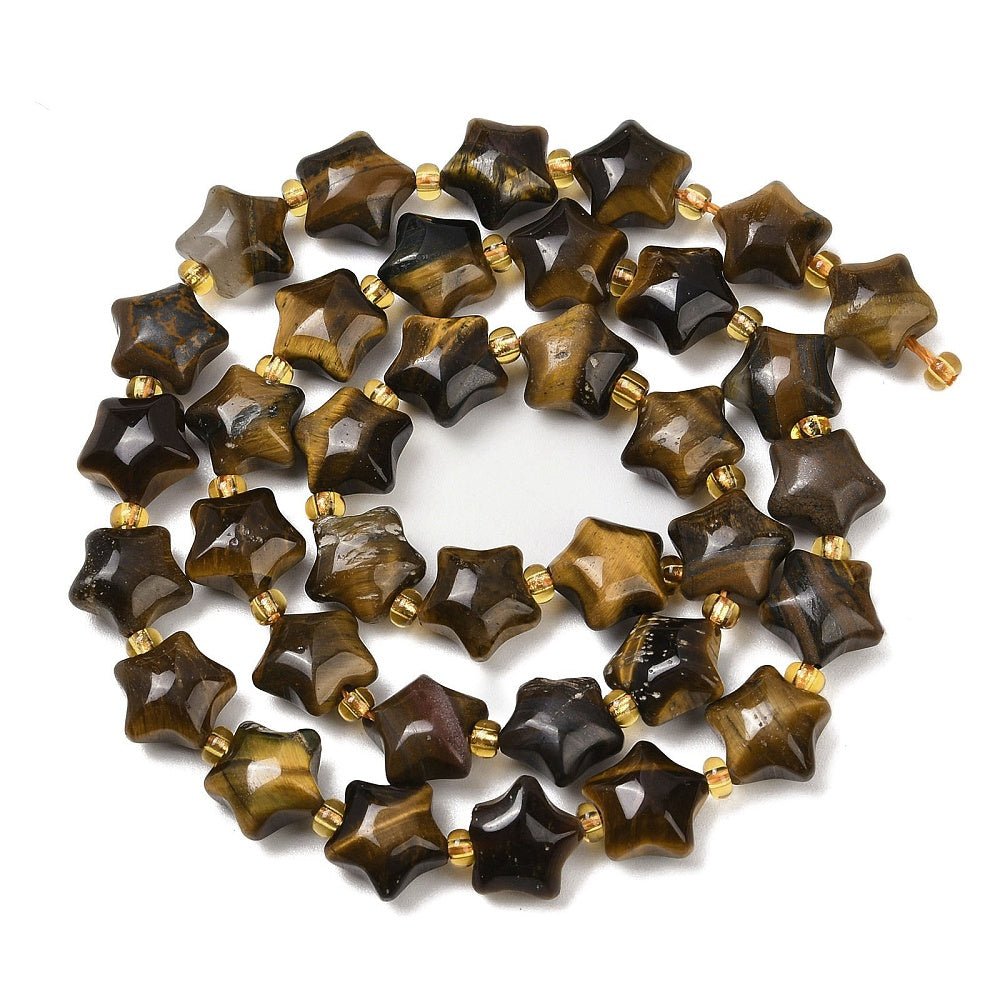 Tigerøje Perler – Stjerneformede (10x9x6mm) - Uniq Perler -