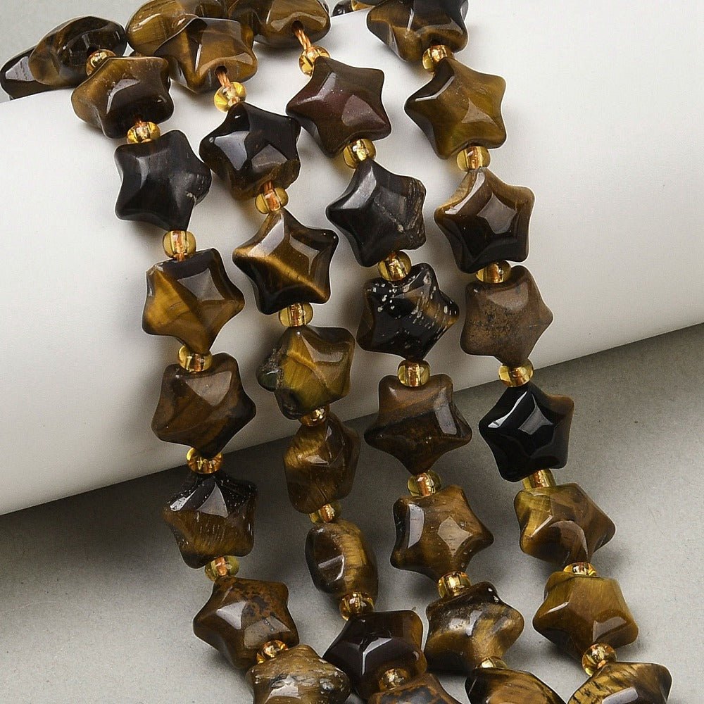 Tigerøje Perler – Stjerneformede (10x9x6mm) - Uniq Perler -