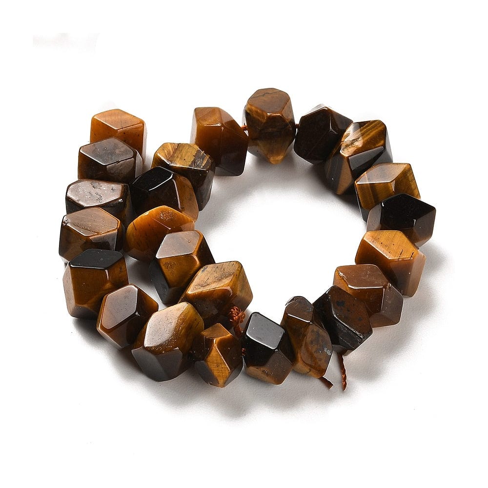 Tigerøje Sten – Facetteret, Kantet Nuggets (8x11mm) - Uniq Perler - 112919