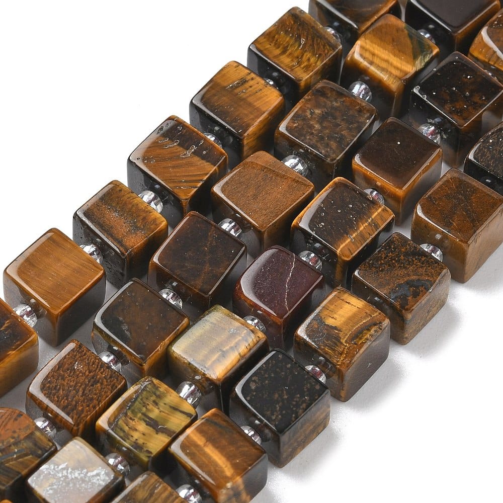 Tigerøje Sten – Kubeformet (8x8x8mm) - Uniq Perler - 116113