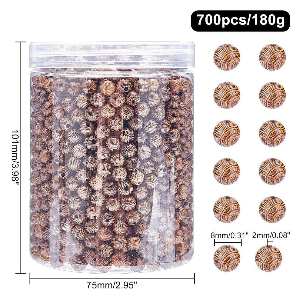 Træ Perler – Runde, Kokosbrun (8mm) Ca. 700 stk - Uniq Perler -