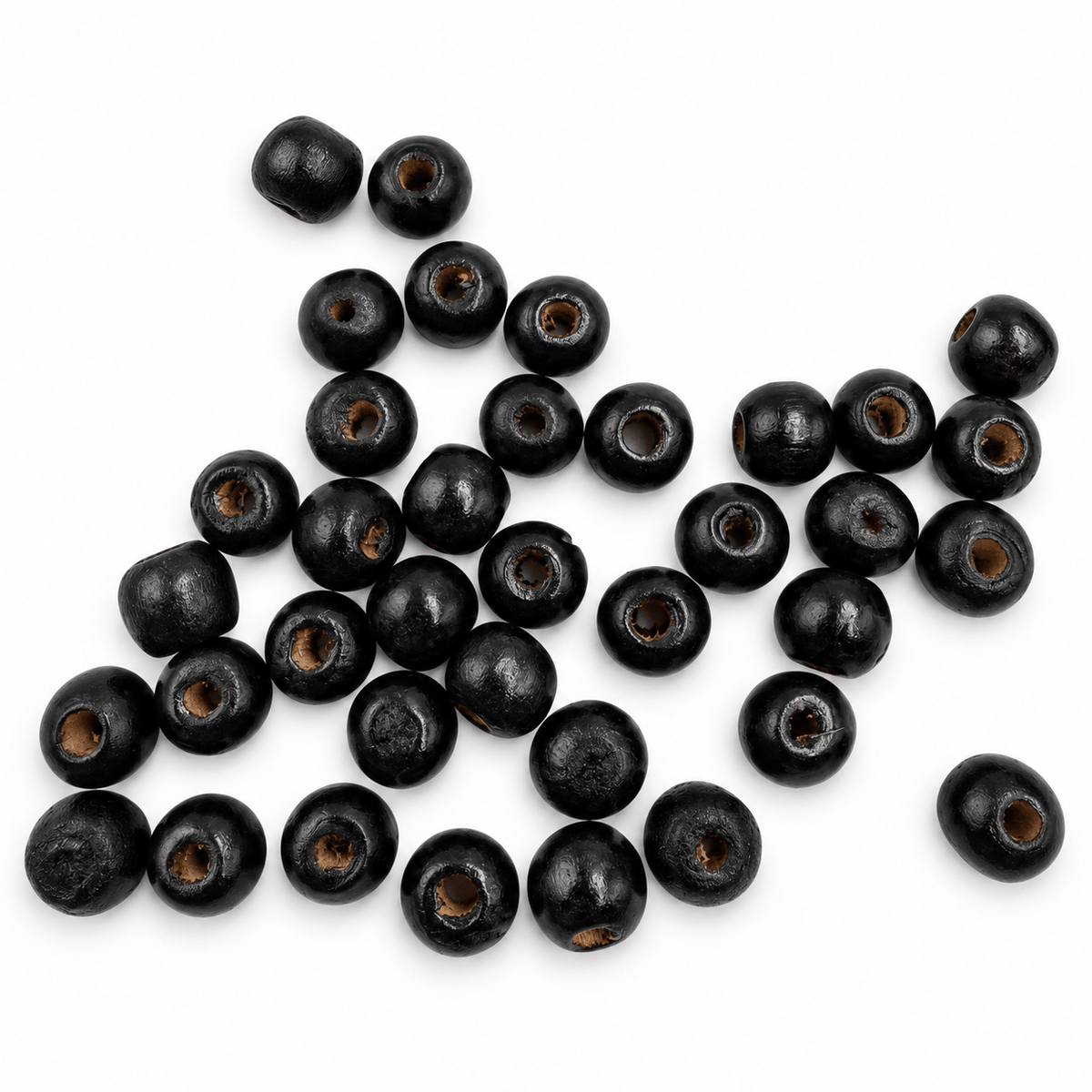 Træ Perler - Sort (8mm, 30 Gram) - Uniq Perler - 116848
