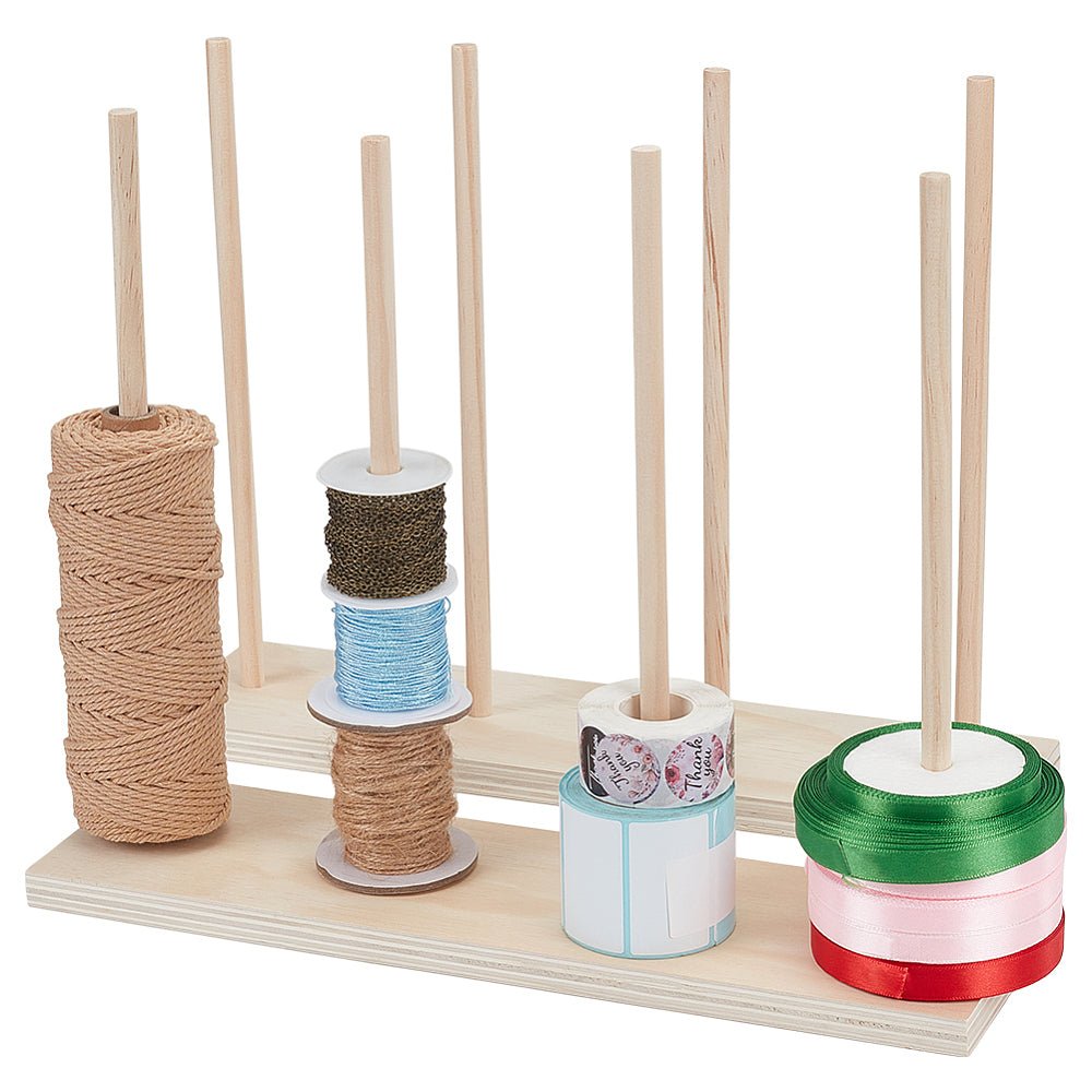 Wood Thread Spool Holder – 4 Spools, BurlyWood (36x9.9x29cm)