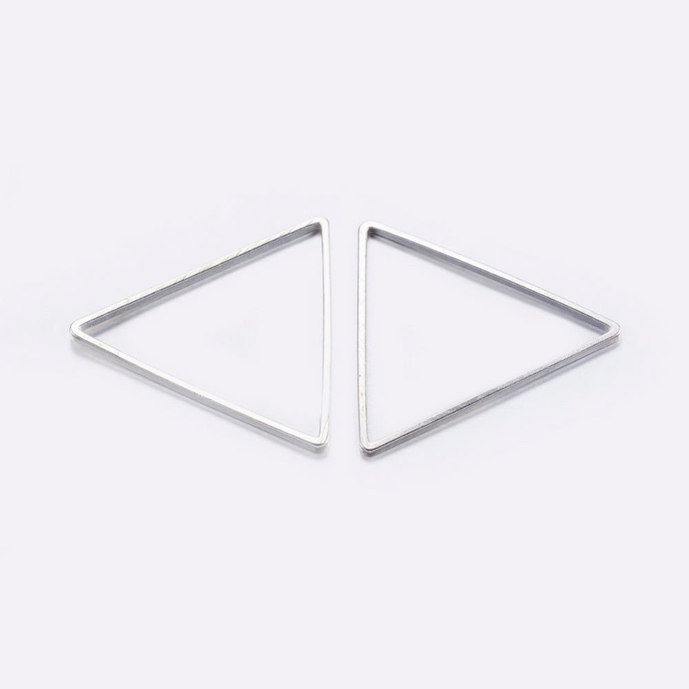 Trekants Mellemled Eller Vedhæng, Platin farvet, 23,5x27mm,(6 stk) - Uniq Perler -