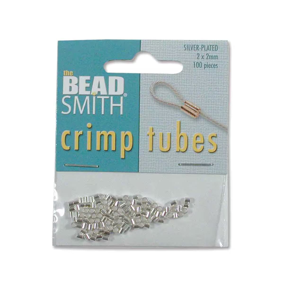 Tube Klemmeperler - Forsølvet Messing (2x2mm, ca. 100 stk) - Uniq Perler - 790524018062