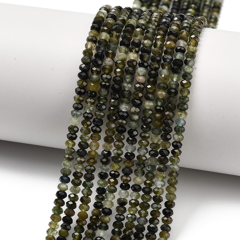Turmalin Perler – Grøn, Facetteret Rondel (3x2mm) - Uniq Perler -