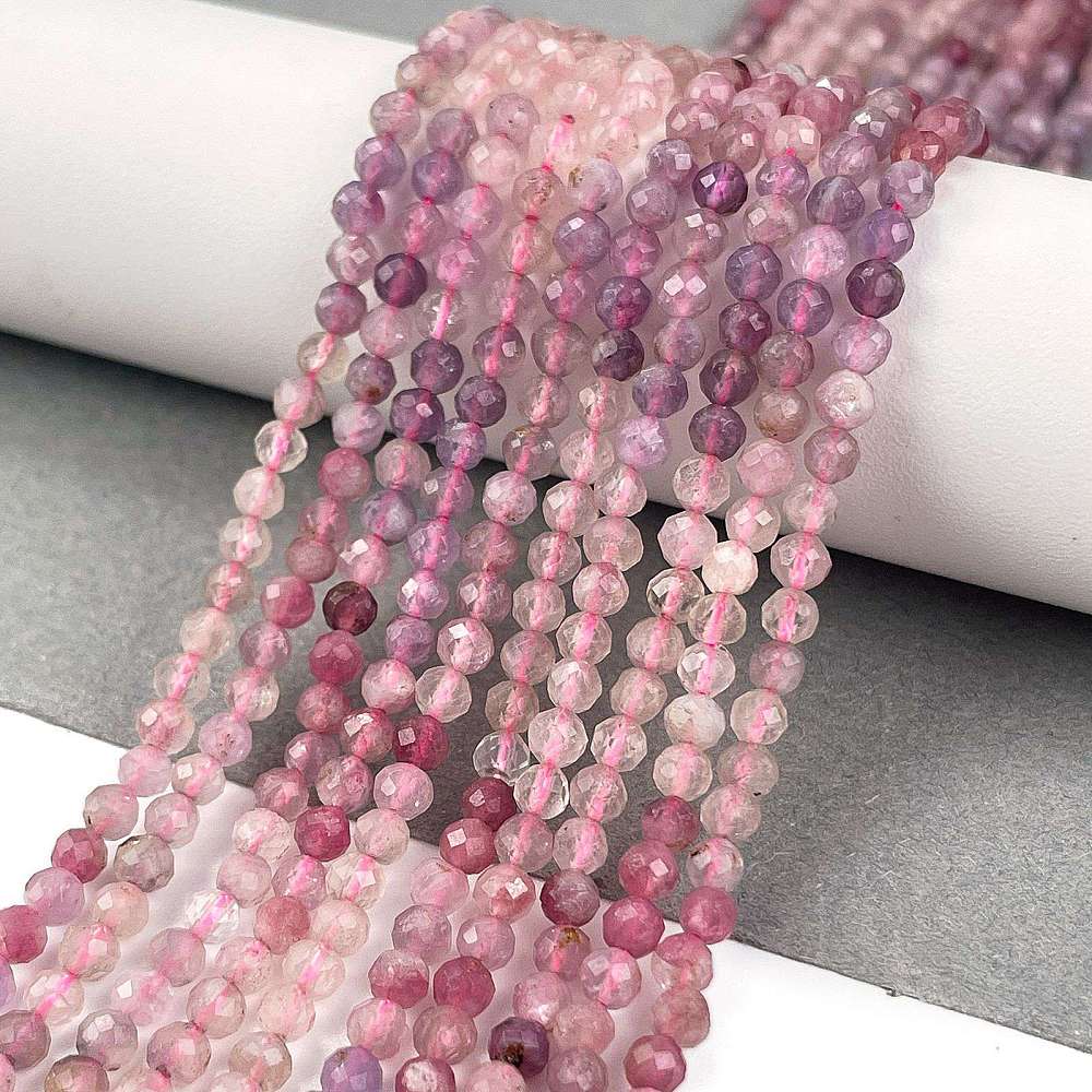 Turmalin Perler – Plum Blossom, Facetteret (3,5mm) - Uniq Perler - 112920