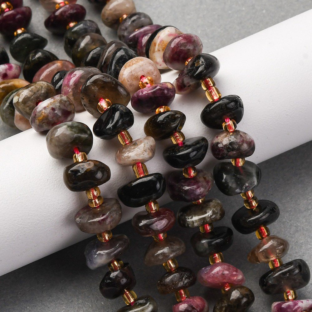 Turmalin Rondel Perler på Streng – Natursten (6x12mm) - Uniq Perler -