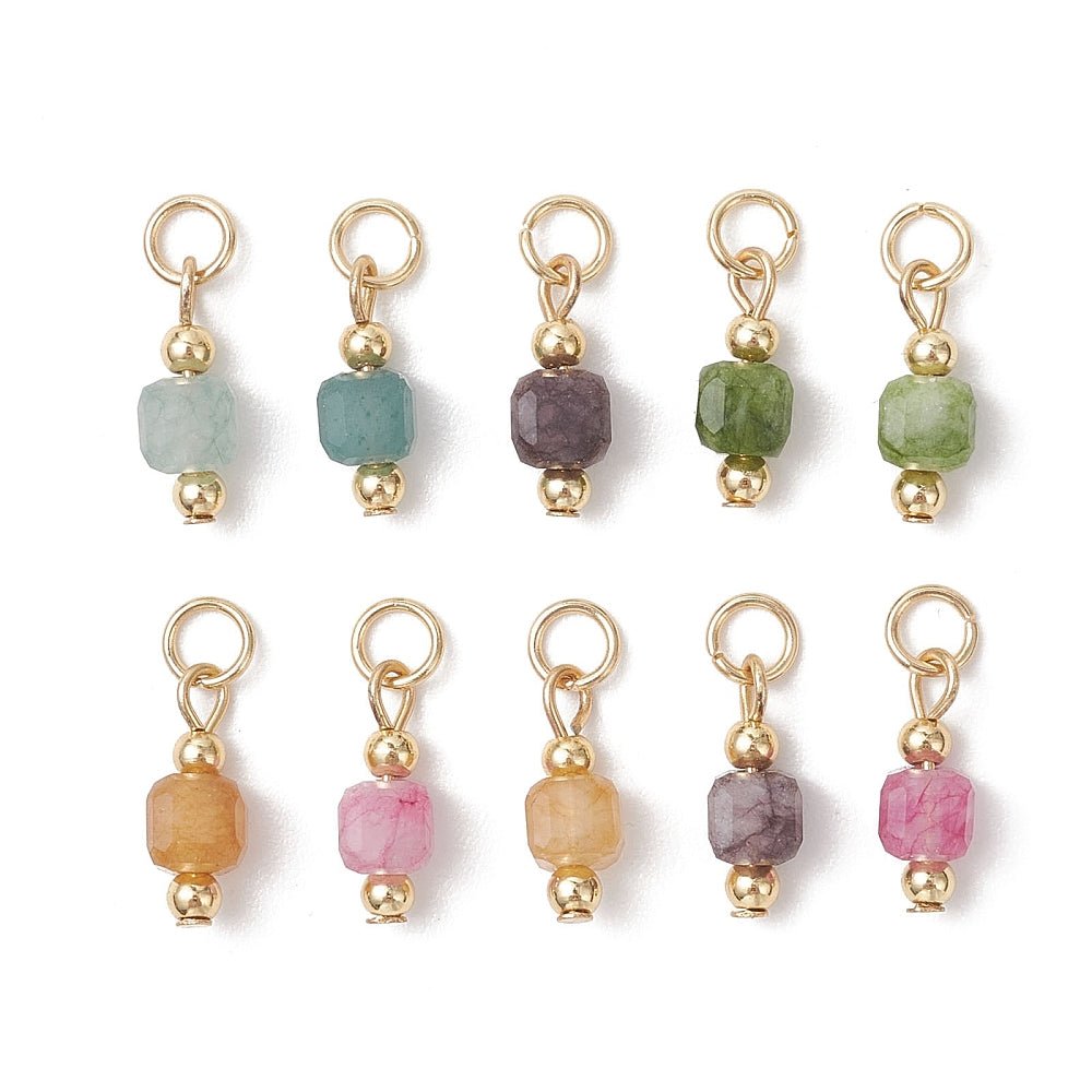 Turmalin Vedhæng – Kube formet Med Stål Øsken (13,5~14mm) 8 stk. - Uniq Perler - 120002