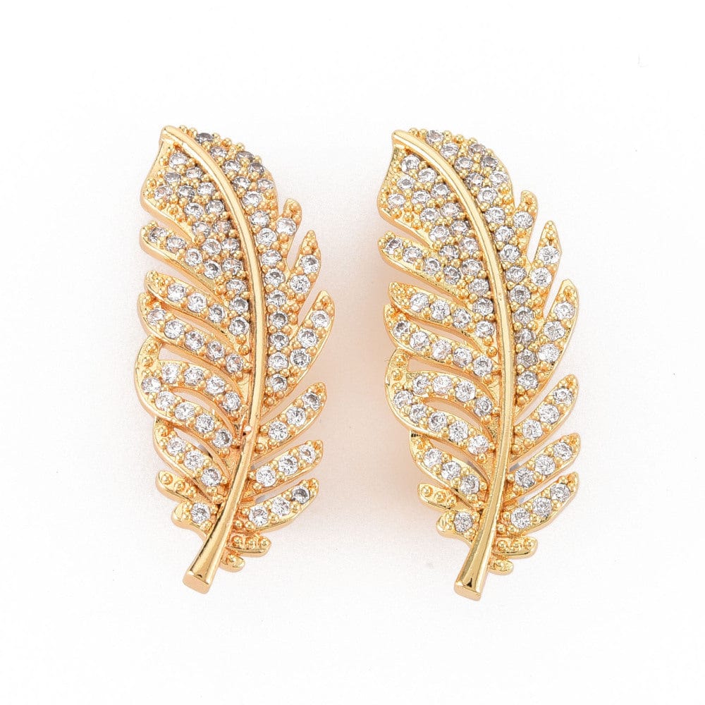 Tvist Lås Med Klare Zirkonia Sten, 18K Forgyldt, 32x12x9 mm - Uniq Perler - 112334