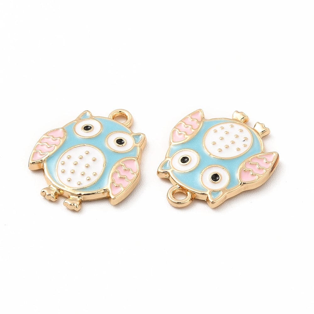 Ugle Vedhæng Med Farvet Emalje, 6 Stk - Uniq Perler - 0000014811