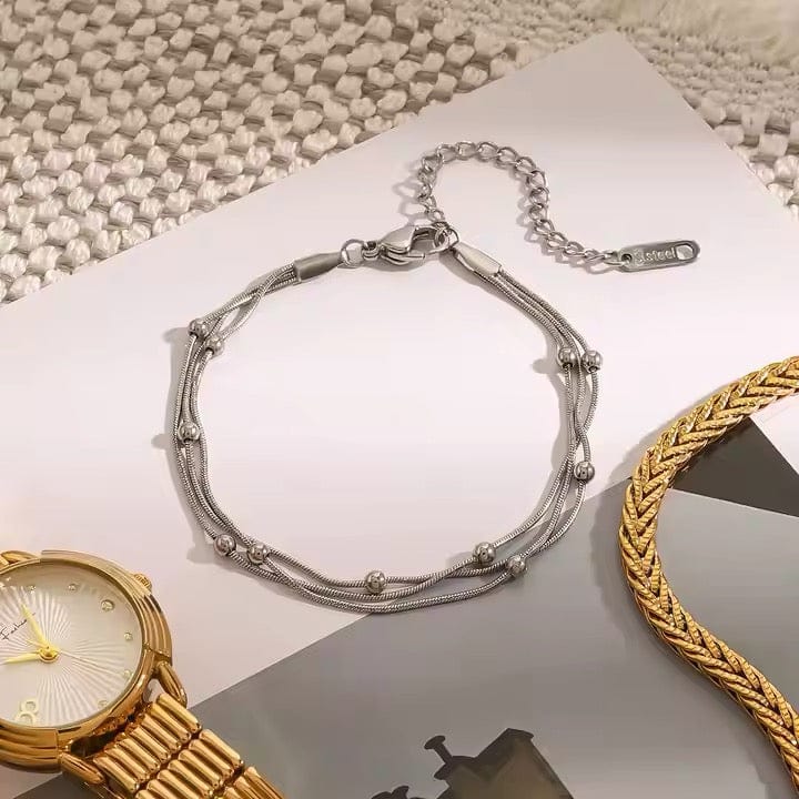 Vandfast 3 Dobbelt Armbånd – Stål (17+5cm) - Uniq Perler - 115191