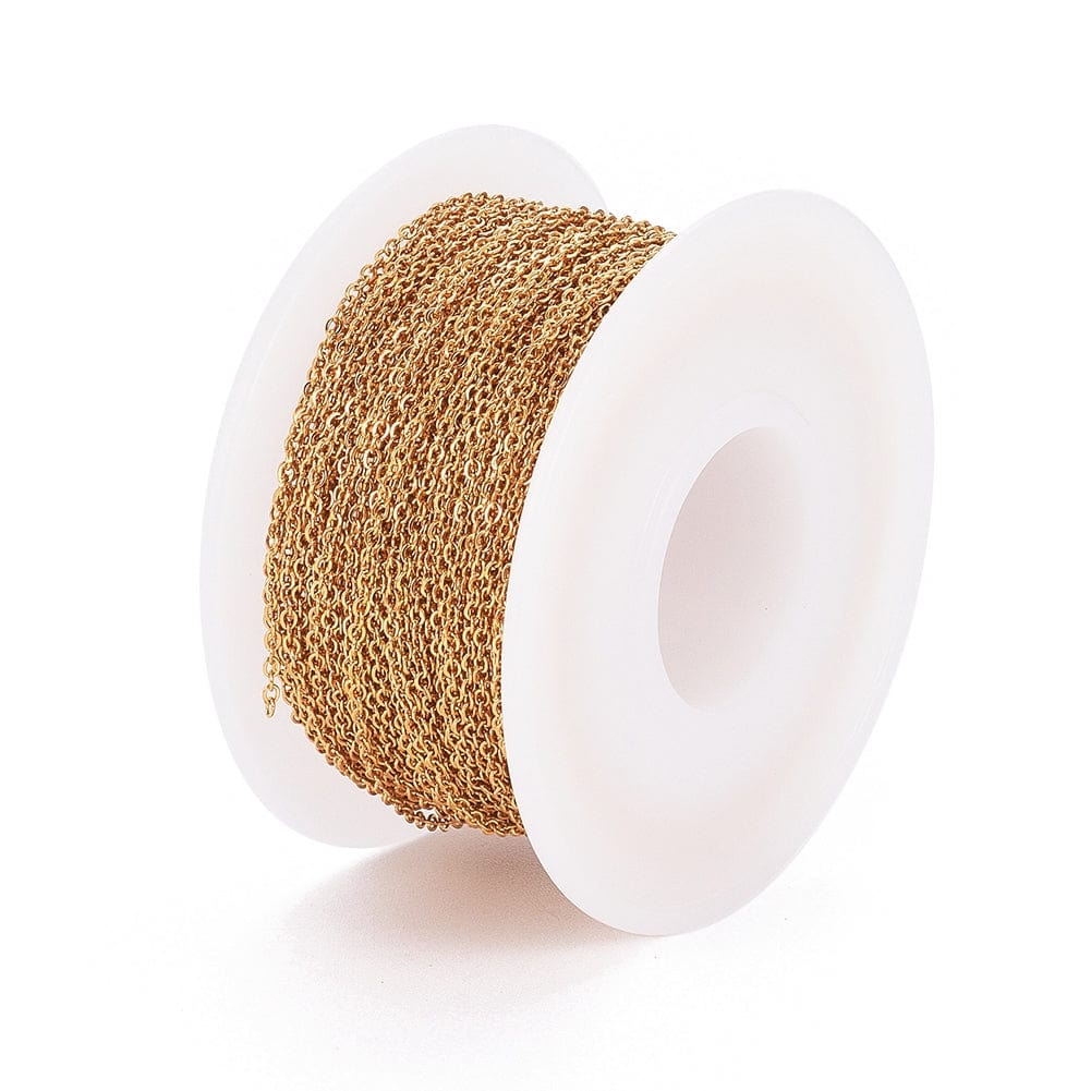 Vandfast Anker Kæde – 18K Forgyldt Stål (1,5x1,3x0,3mm), 10m - Uniq Perler - 162262