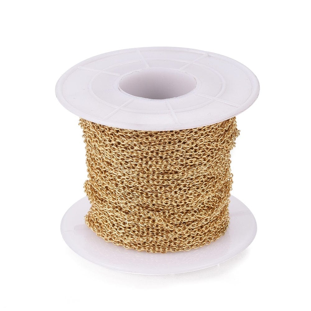 Vandfast Anker Kæde – 18K Forgyldt Stål (2x1,5x0,4mm), 25m - Uniq Perler - 620352