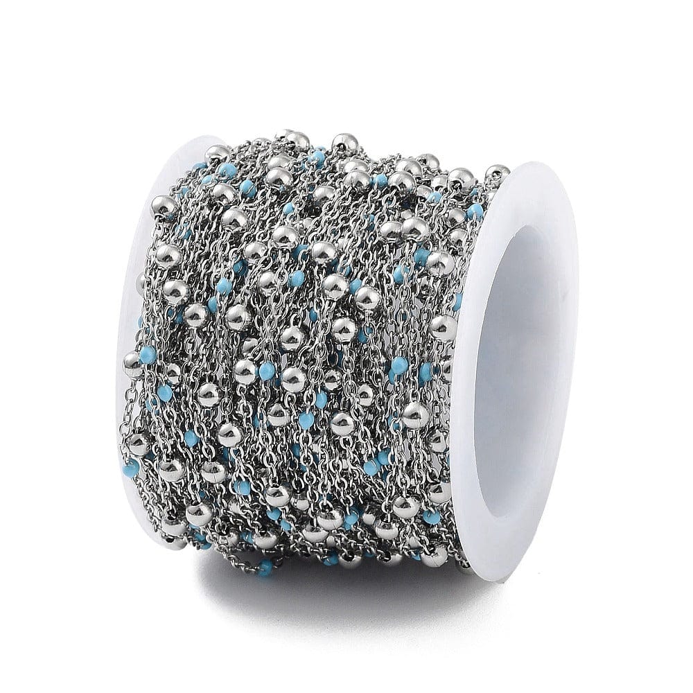 Vandfast Ankerkæde Med Blå Detaljer – Stål (2x1.5mm) 1m - Uniq Perler - 115051