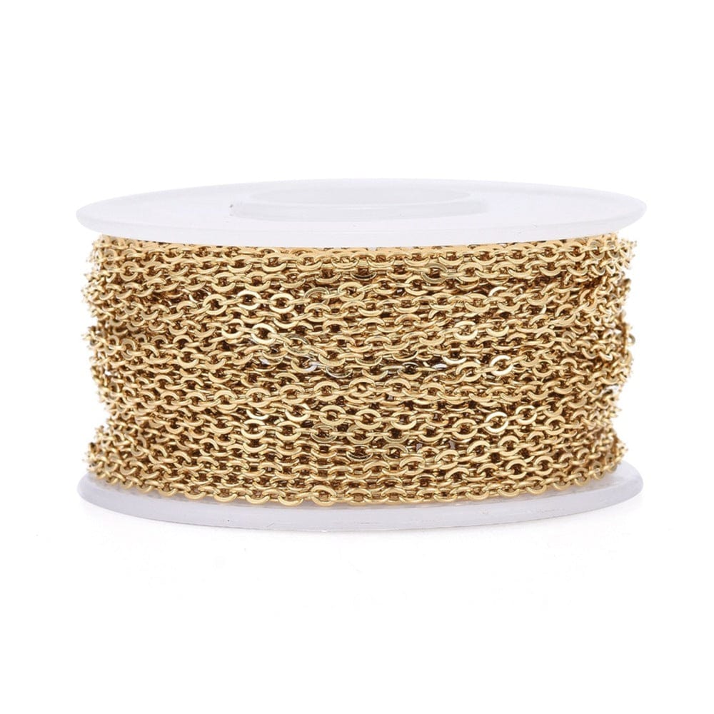 Vandfast Ankerkæde – Oval, Forgyldt Stål (2.5x2x0.5mm), Pr. meter - Uniq Perler - 498276