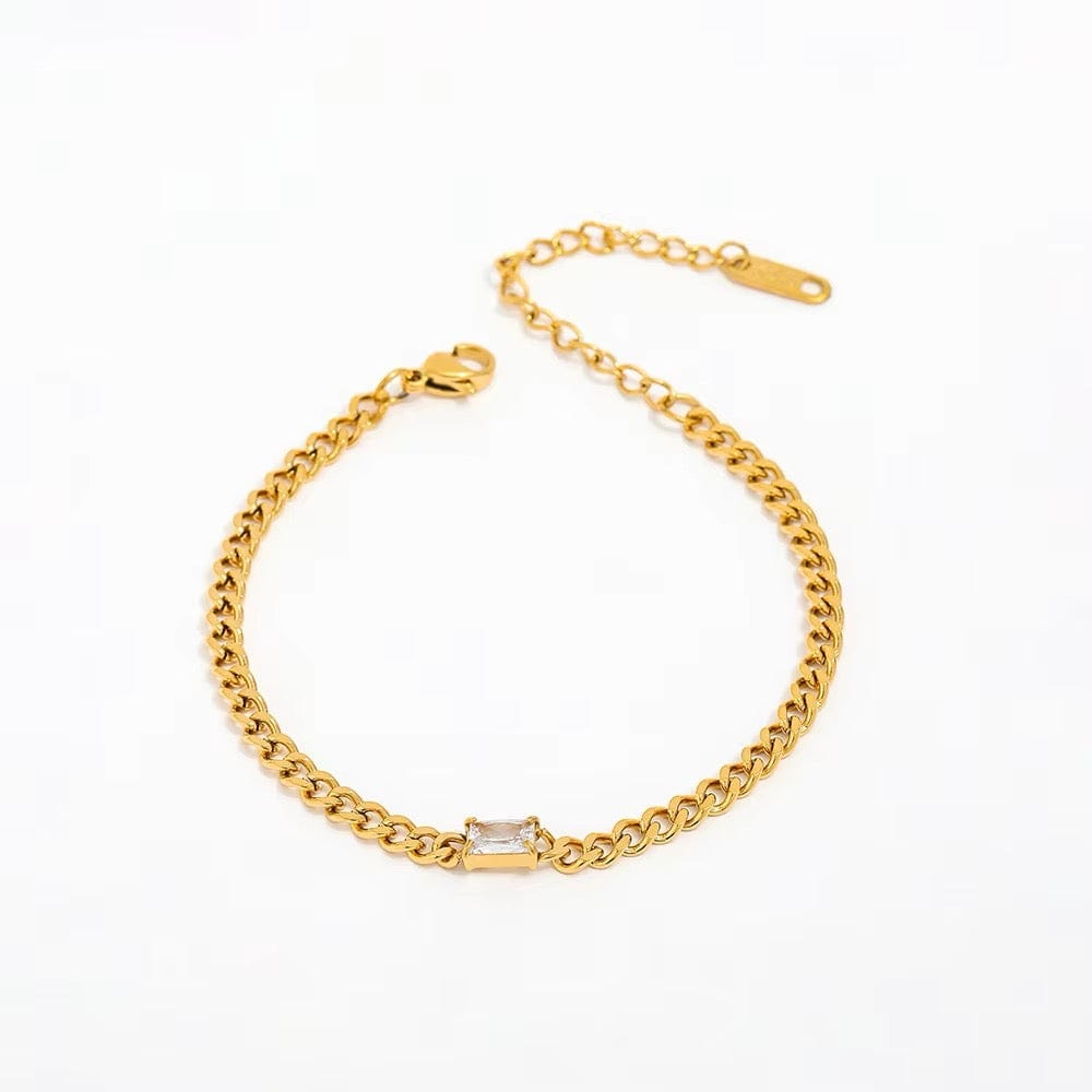 Vandfast Armbånd – 18K Forgyldt Stål Med Zirkonia (16+5cm) - Uniq Perler - 113808