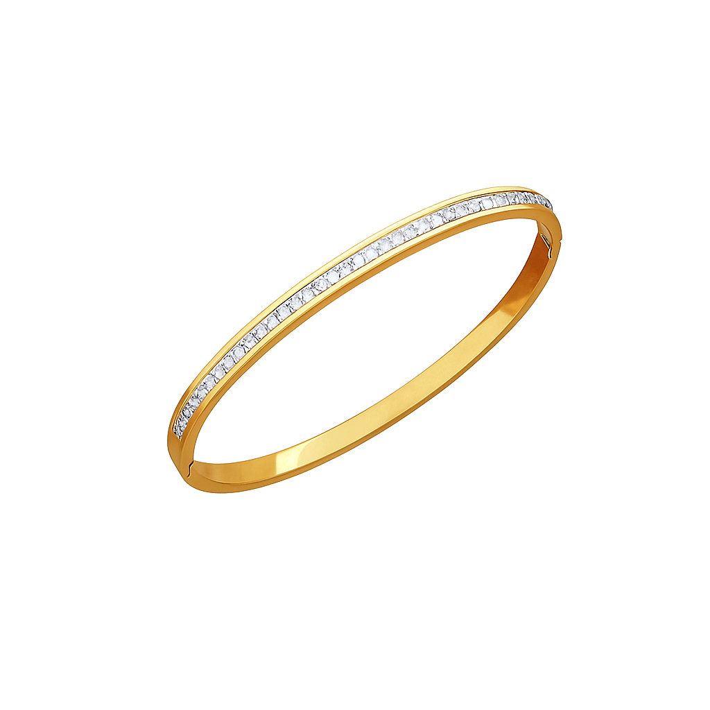 Vandfast Armbånd – Bangle ovalt, 18 K forgyldt stål. - Uniq Perler - 645789