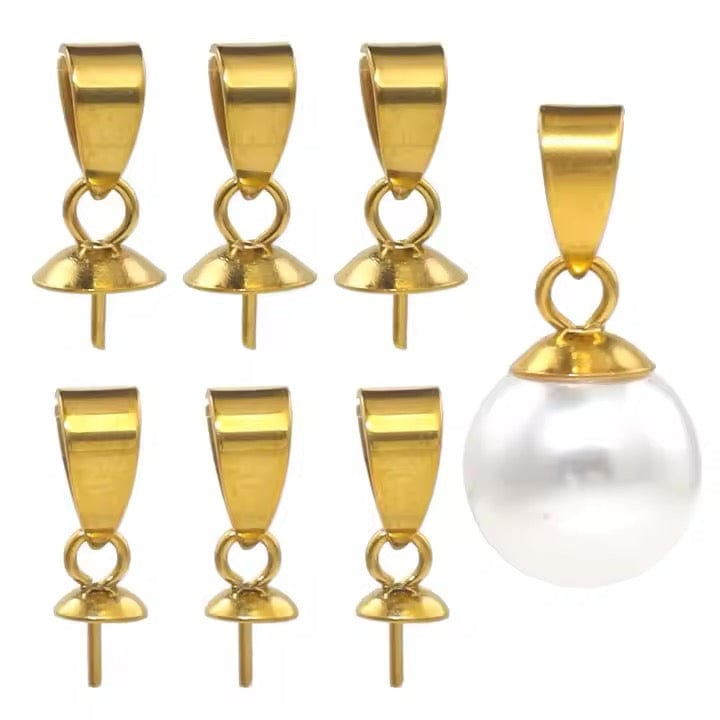 Vandfast Bail Vedhæng - Forgyldt Stål (5mm, 4 stk) - Uniq Perler - 85467