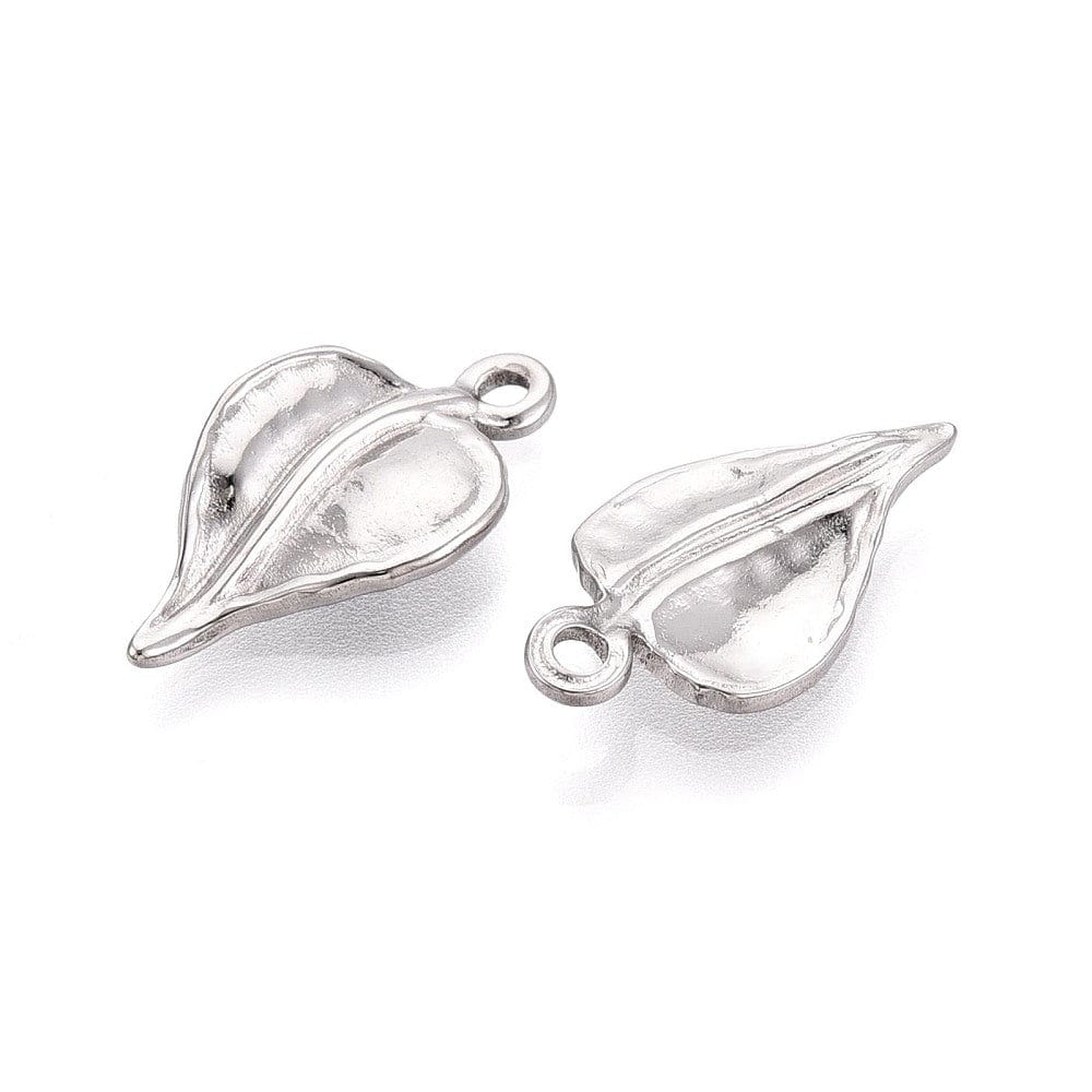 Vandfast Blad Vedhæng – Stål (19x11mm) 2 stk. - Uniq Perler - 116003