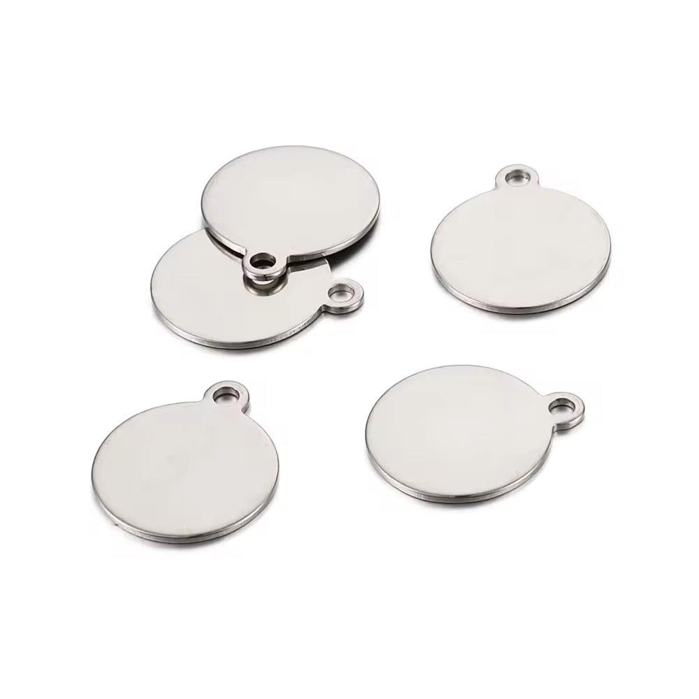 Vandfast Blank Rundt Vedhæng, Stål, 8mm, 10 stk. - Uniq Perler - 7522455