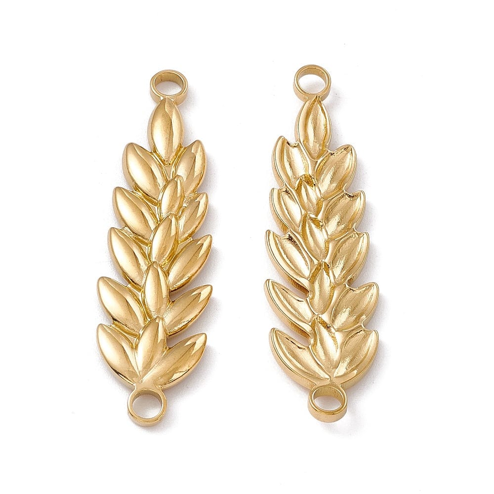 Vandfast Blomster Mellemled, 18K Forgyldt Stål, 38x11mm - Uniq Perler - 113521