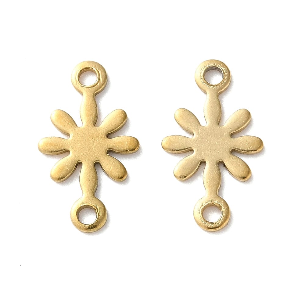 Vandfast Blomster Mellemled - Forgyldt Stål (13x7,5mm, 4 stk) - Uniq Perler - 114810