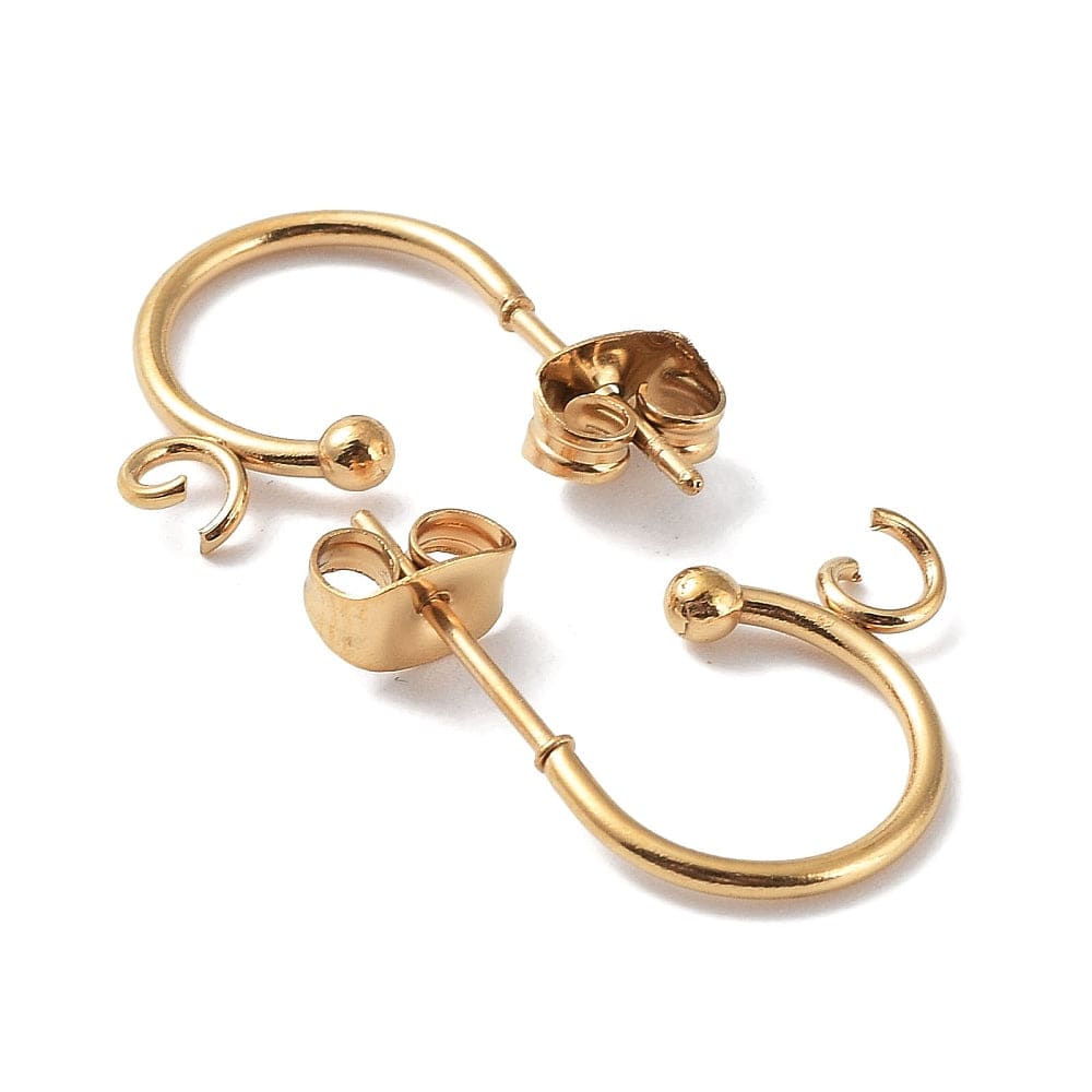 Vandfast Creoler - Med Øje, Forgyldt Stål (19x16mm) - Uniq Perler - 113515