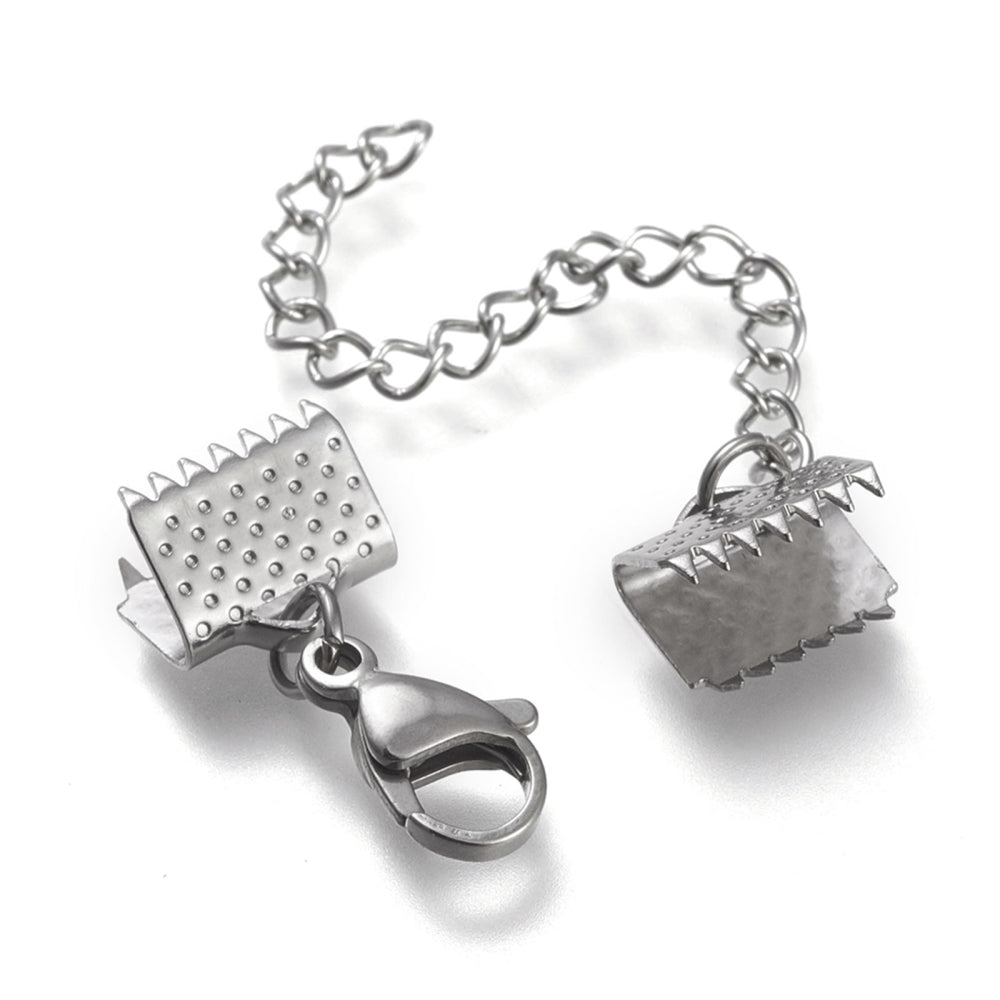 Vandfast Endestykke med Karabinlås og Kæde – Stål (33mm) - Uniq Perler -