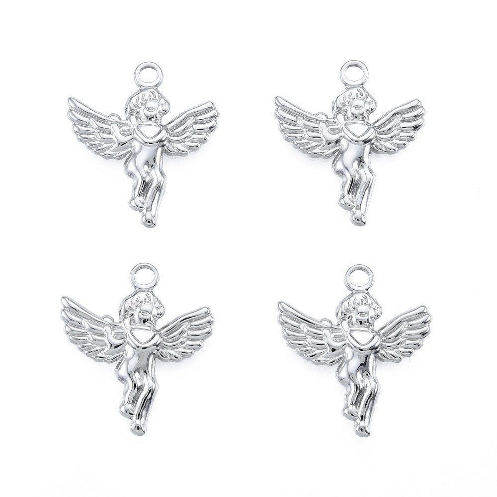 Vandfast Engle Vedhæng - Stål (23x20mm) 2 stk - Uniq Perler -