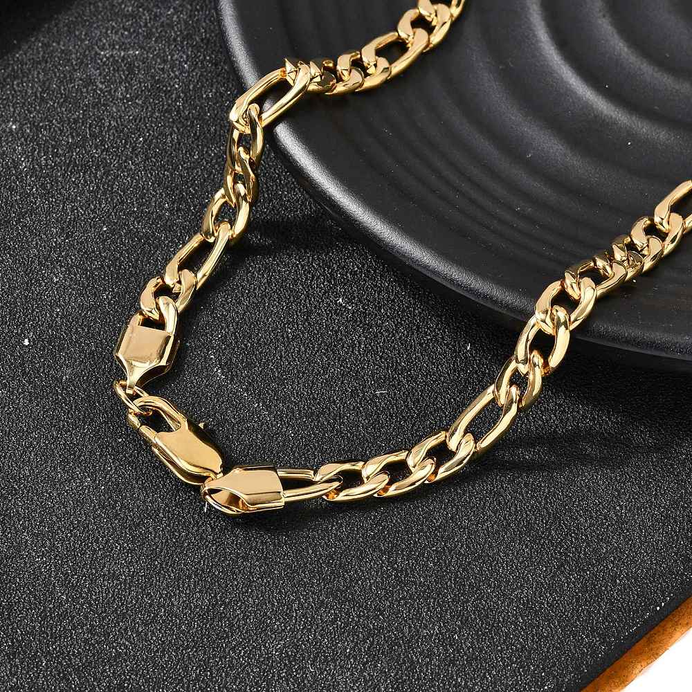 Vandfast Figaro Halskæde – 22K Forgyldt Stål (55cm) - Uniq Perler - 115722