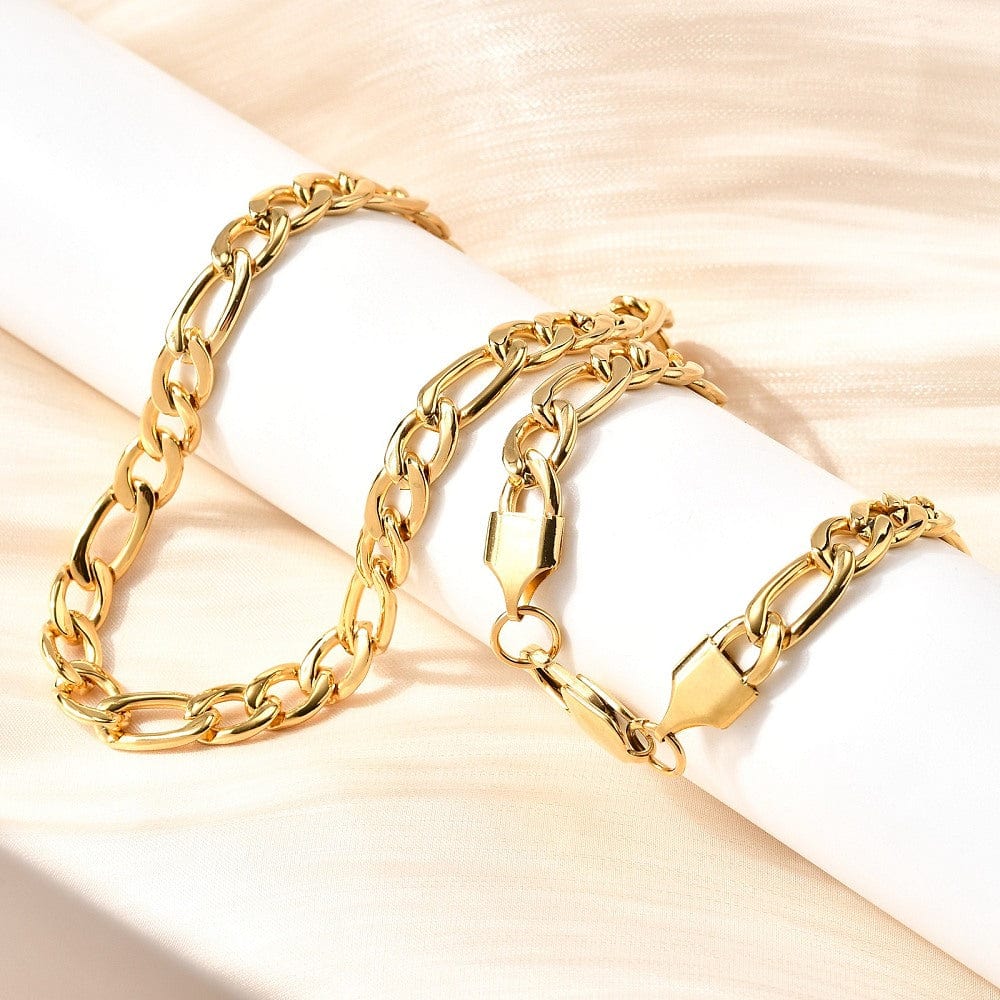 Vandfast Figaro Halskæde – 22K Forgyldt Stål (55cm) - Uniq Perler - 115722