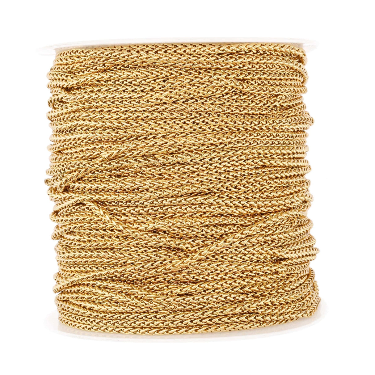 Vandfast Flettet Kæde, Forgyldt Stål, (4mm, 1m) - Uniq Perler - 358488