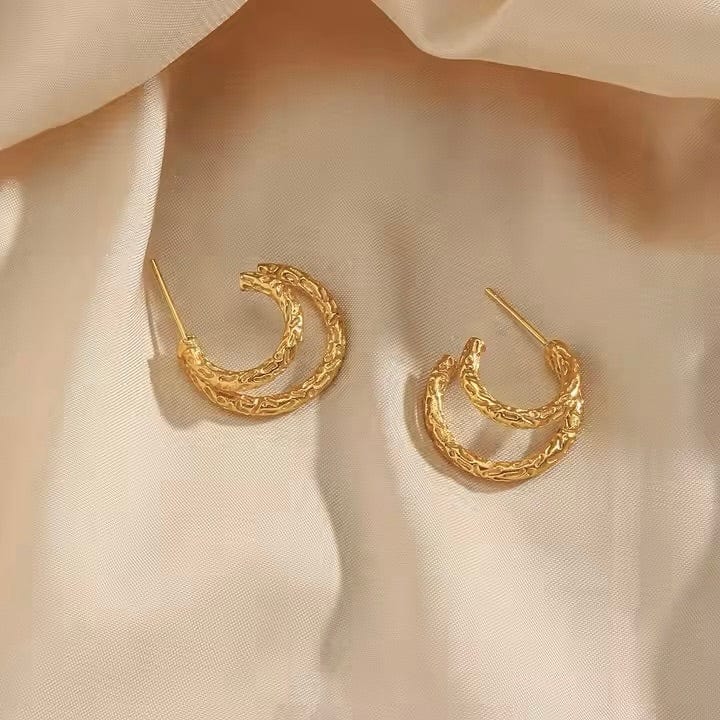 Vandfast Forgyldt Creoler Med Organisk Mønster - Uniq Perler - 115576