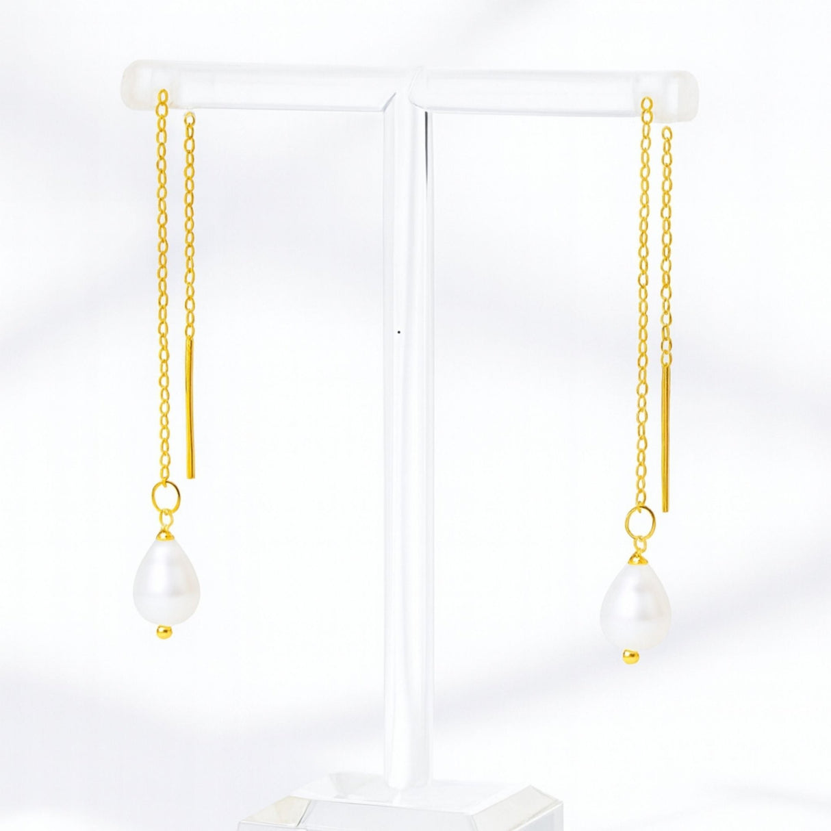 Vandfast Forgyldt Ørekæde Med Ferskvandsperle (100 - 109mm) - Uniq Perler - 983421