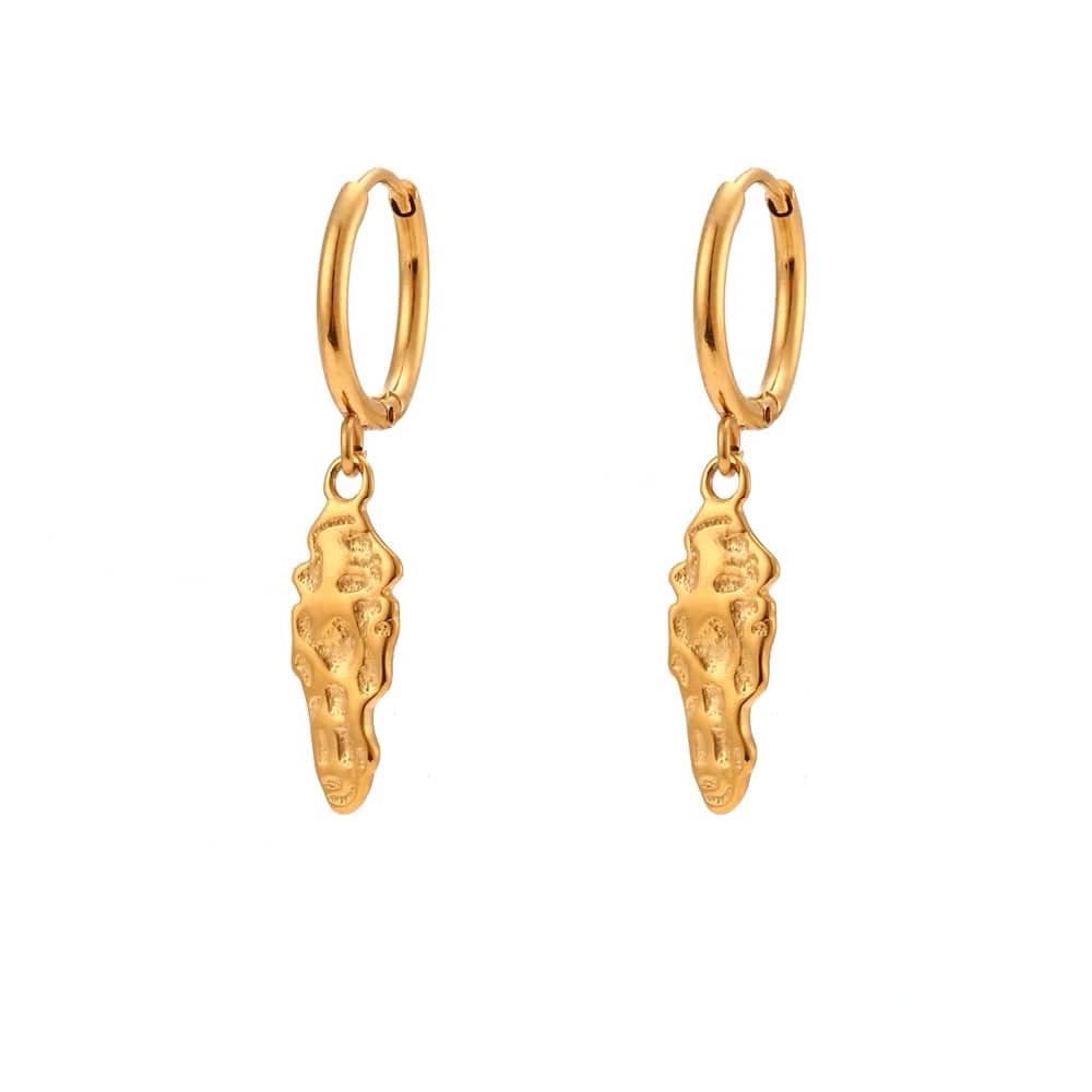 Vandfast Forgyldte Creoler Med Smukt Organisk Vedhæng - Uniq Perler - 115585