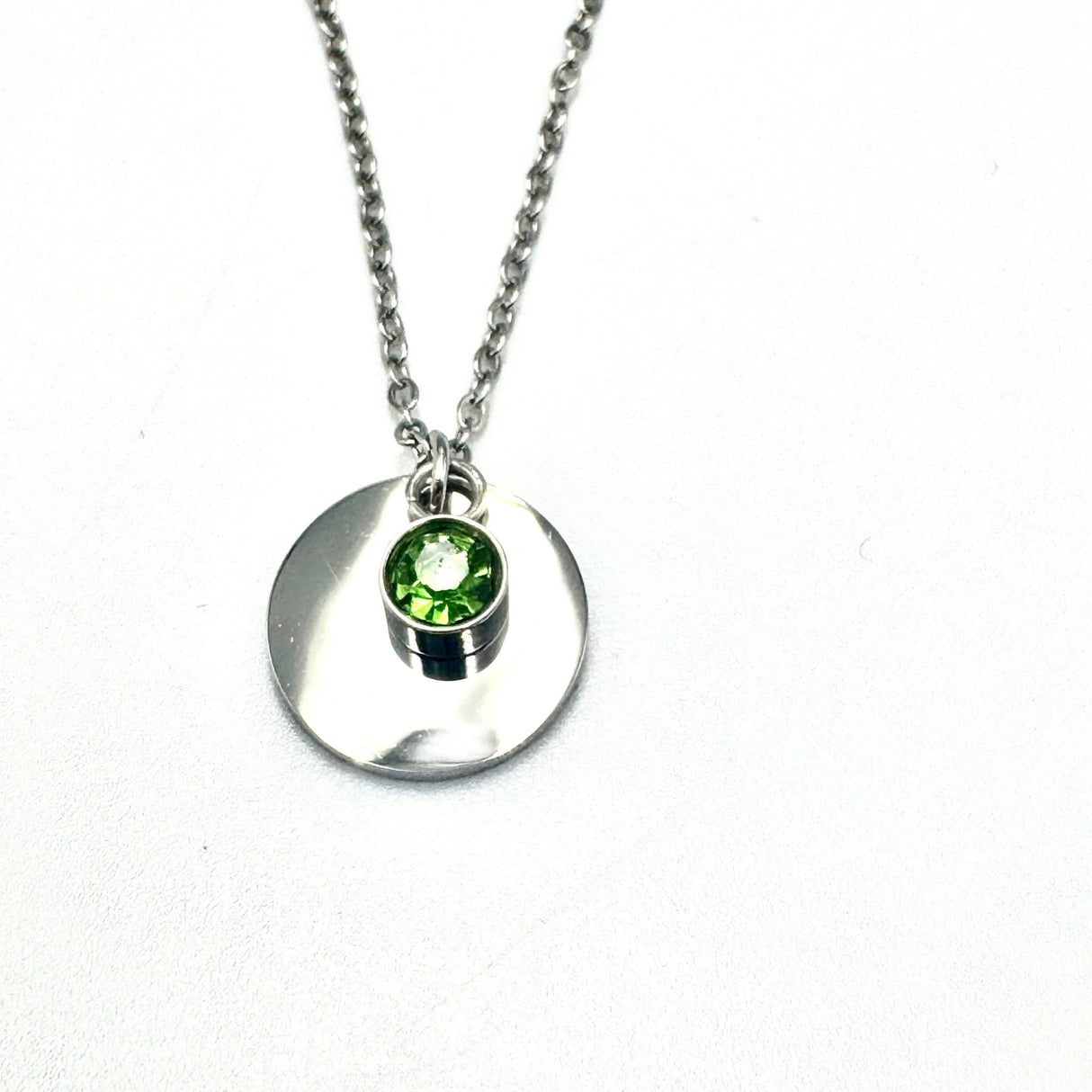 Vandfast Halskæde Med Grønt Vedhæng, Stål, 41+5cm(perfekt til stempling) - Uniq Perler - 115016