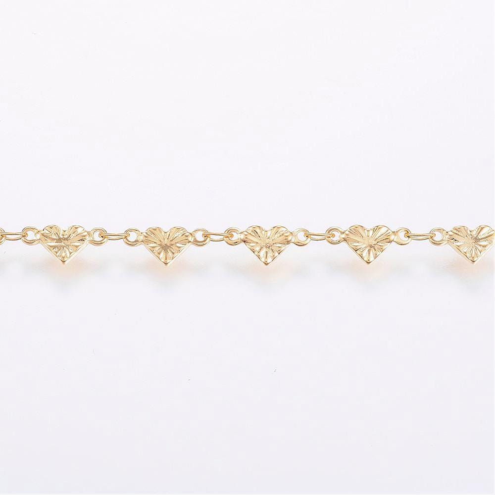 Vandfast Hjerte Kæde – Forgyldt Stål (5x1mm) - Uniq Perler - 115333