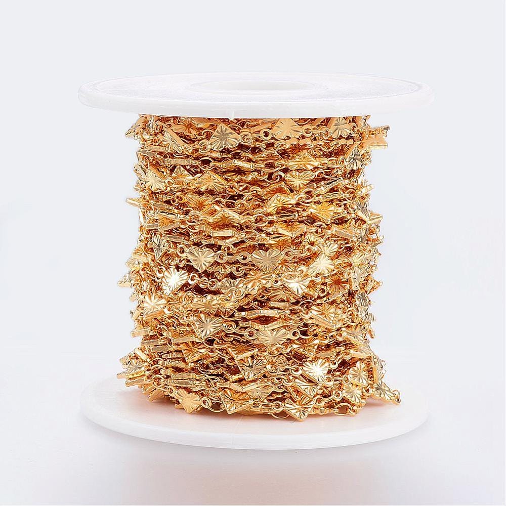 Vandfast Hjerte Kæde – Forgyldt Stål (5x1mm) - Uniq Perler - 115333