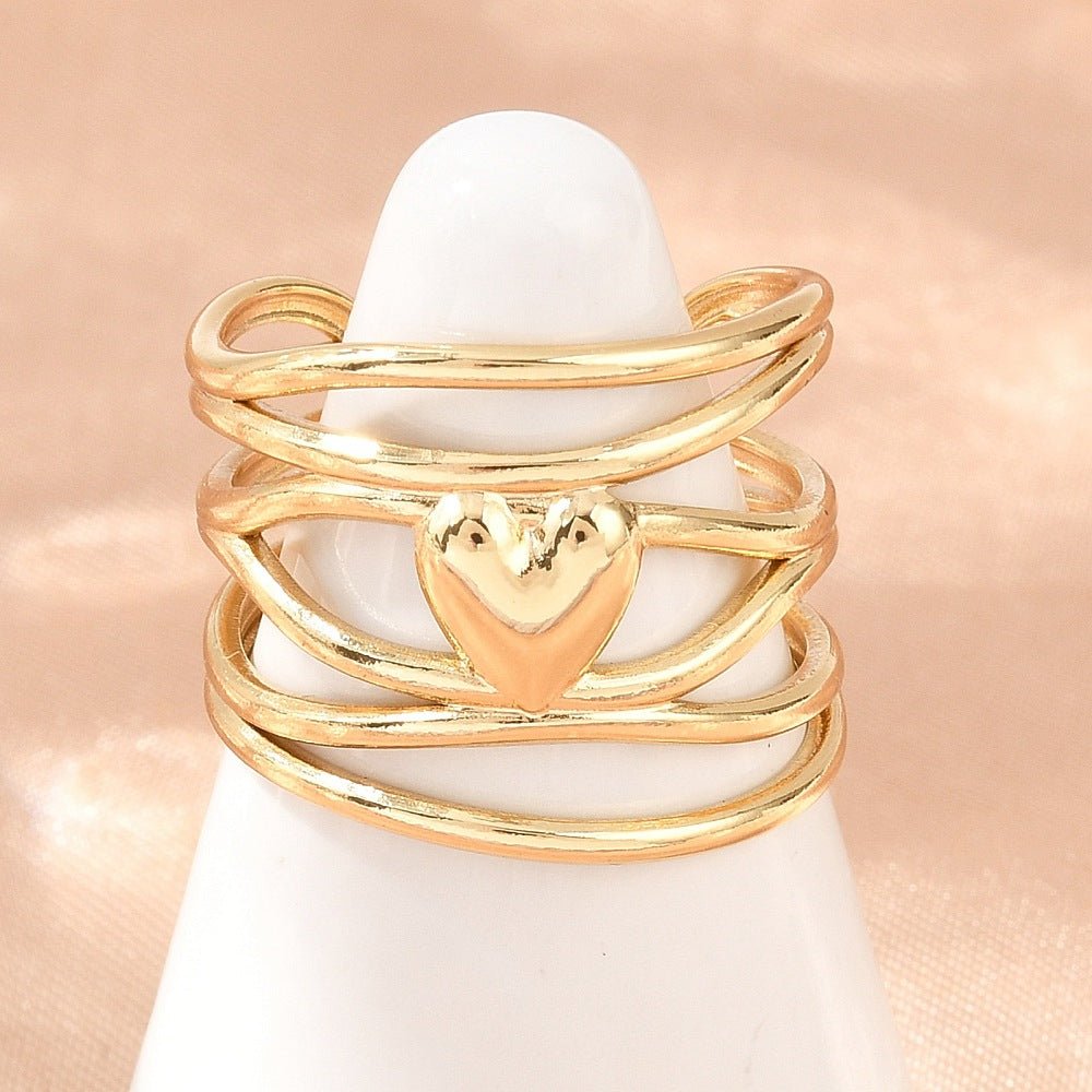 Vandfast Hjerte Ring – 18K Forgyldt Stål (17,5mm) - Uniq Perler - 122867