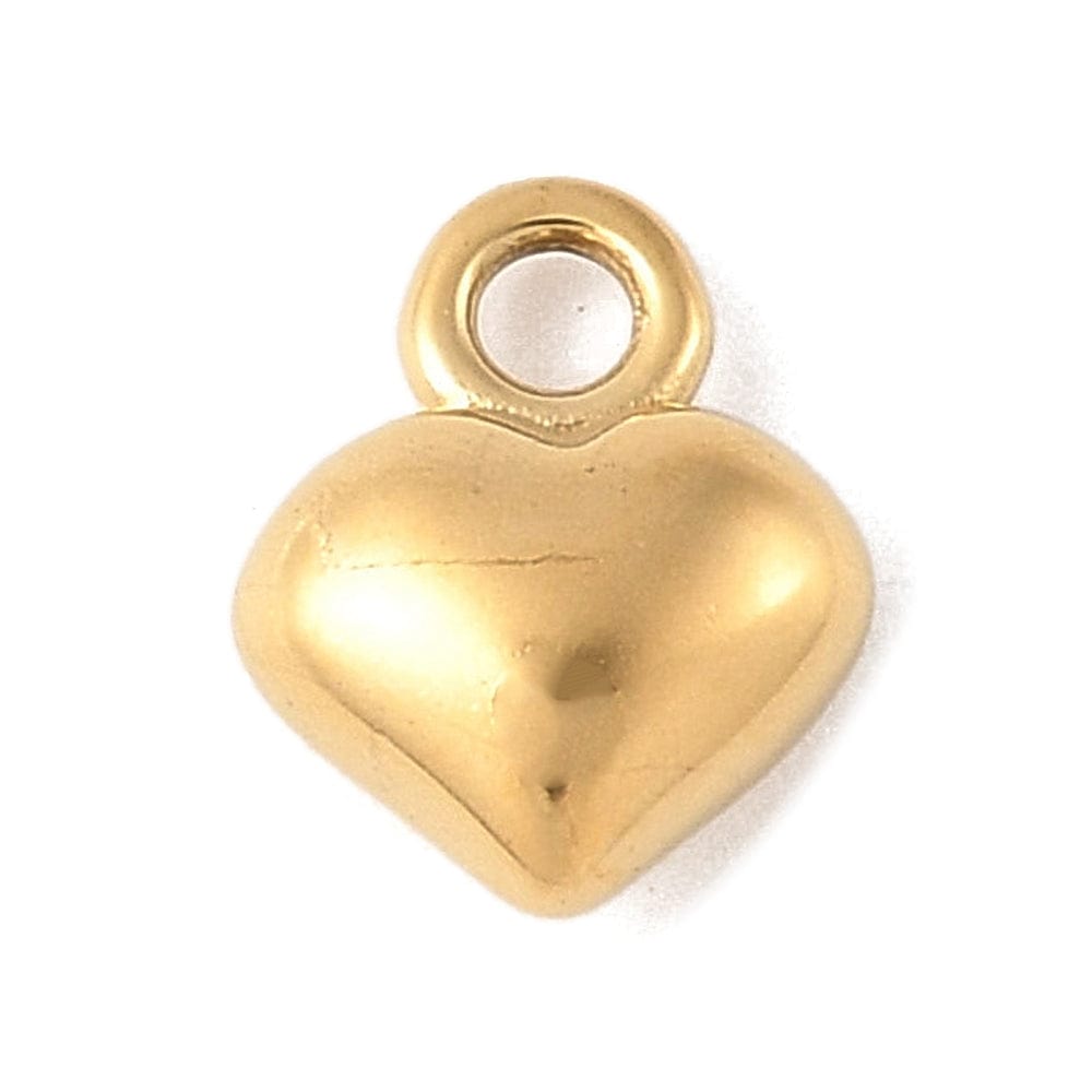 Vandfast Hjerte Vedhæng – 14K Forgyldt Stål (6x5mm, 2 stk.) - Uniq Perler - 114794