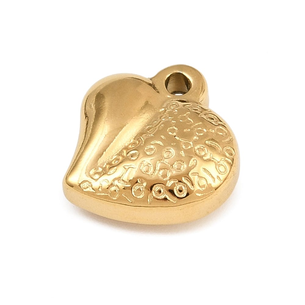 Vandfast Hjerte Vedhæng - 18K Forgyldt Stål (14x14mm) - Uniq Perler - 115740