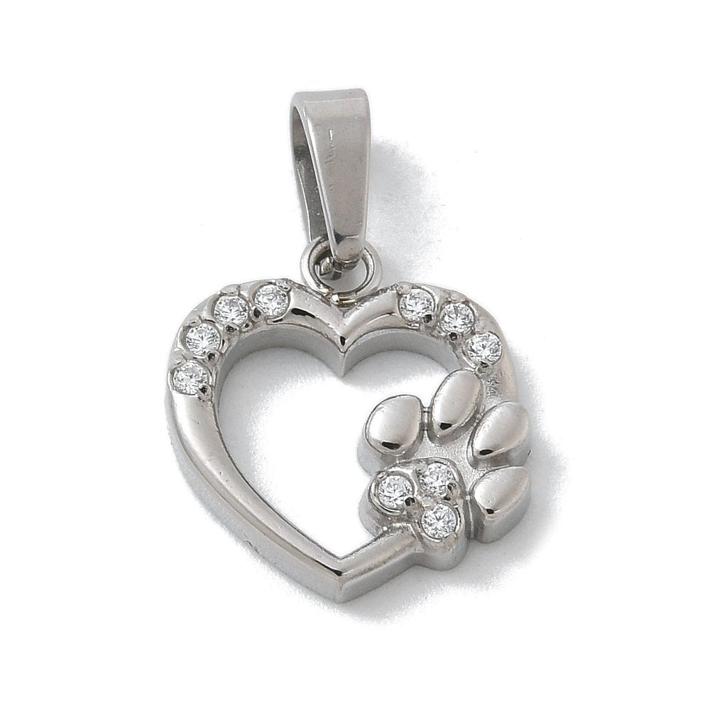 Hjerte Anheng Med Kubiske Zirkonia – Stål (11,5x11mm)