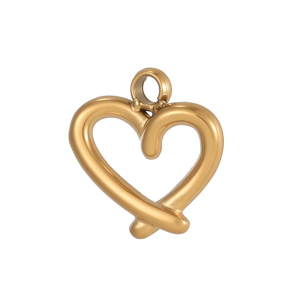 Vandfast Hjerteformet Vedhæng – 14K Forgyldt Stål (8x7mm) 1 stk. - Uniq Perler - 124104